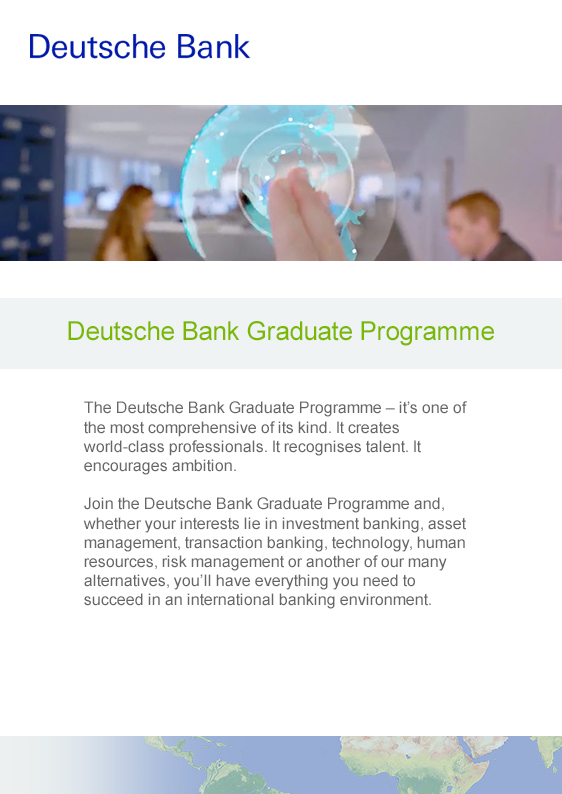 Deutsche Bank Graduate Programme Trainee Programs